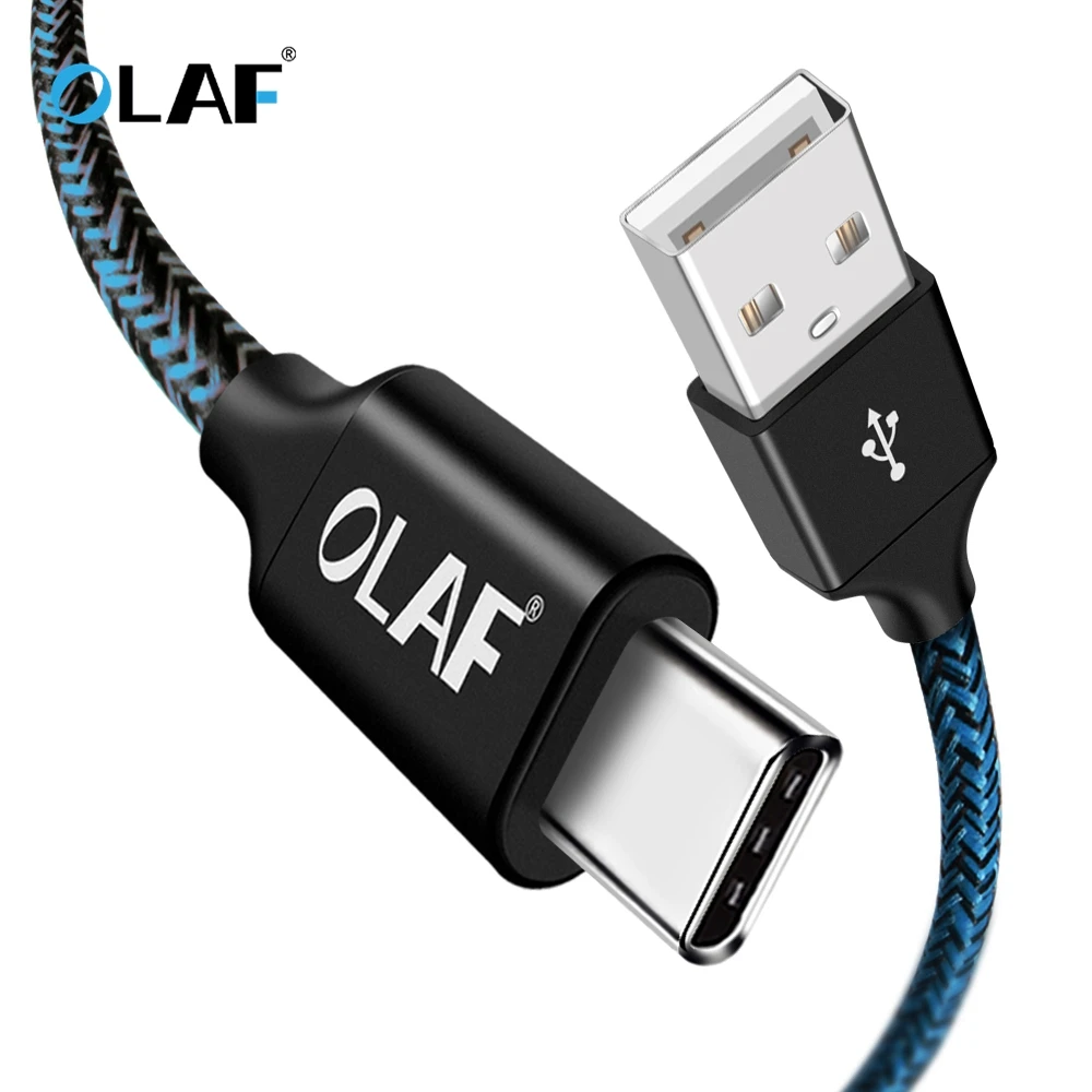 

OLAF 2M USB Type C Cable Fast Charging USB C Cable for Samsung Galaxy S9 S8 Oneplus 6 Nylon Braided Data Sync Type-C Phone Cable