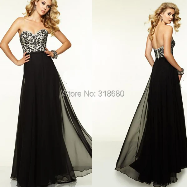 Top Quality New Design Sweetheart Embroidery Top Flowy Chiffon Black