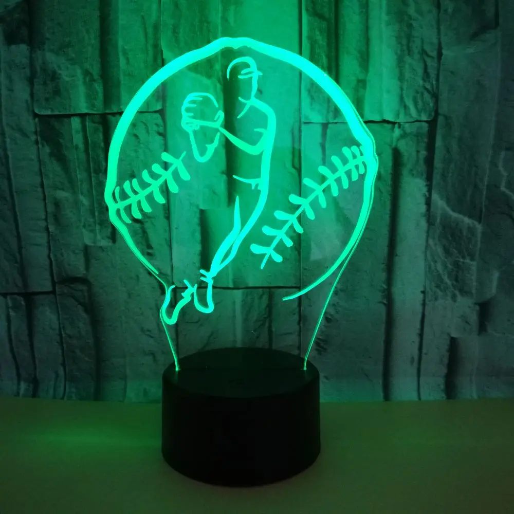 3D светодио дный LED макет Бейсбол Ночная 7 цветов изменить градиент настольная лампа домашняя атмосфера Декор прикроватной тумбочке сна