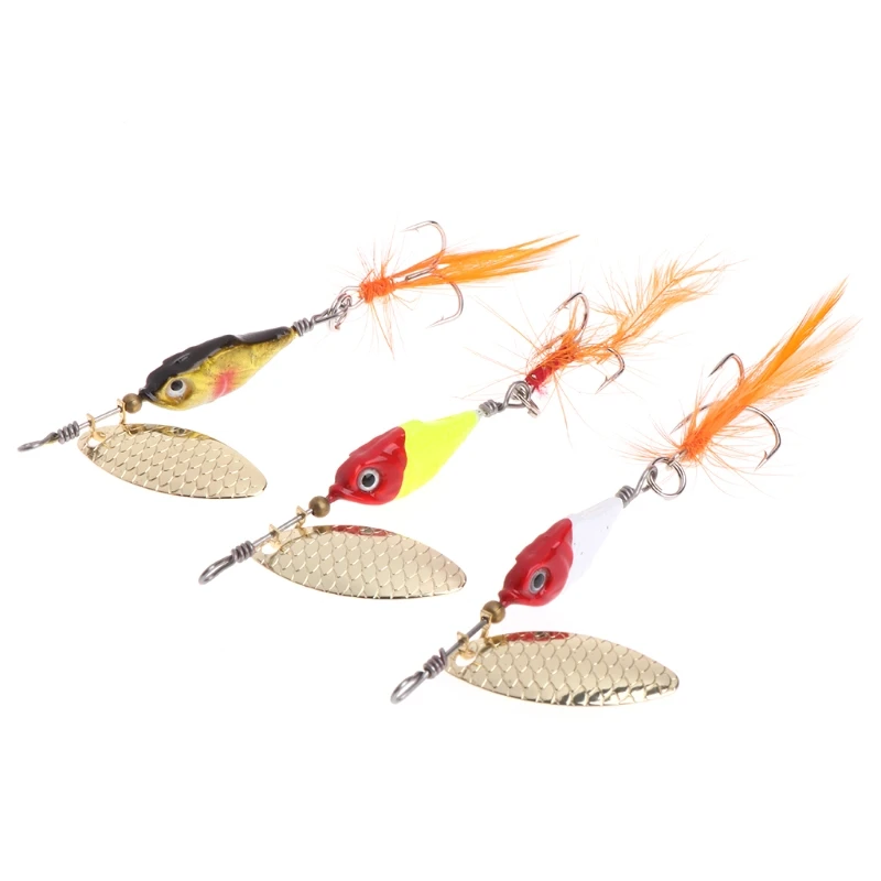 

Fishing Bait 12g Artificial Lure Spoon Hook Feather Spinner Crankbait Carp Fish