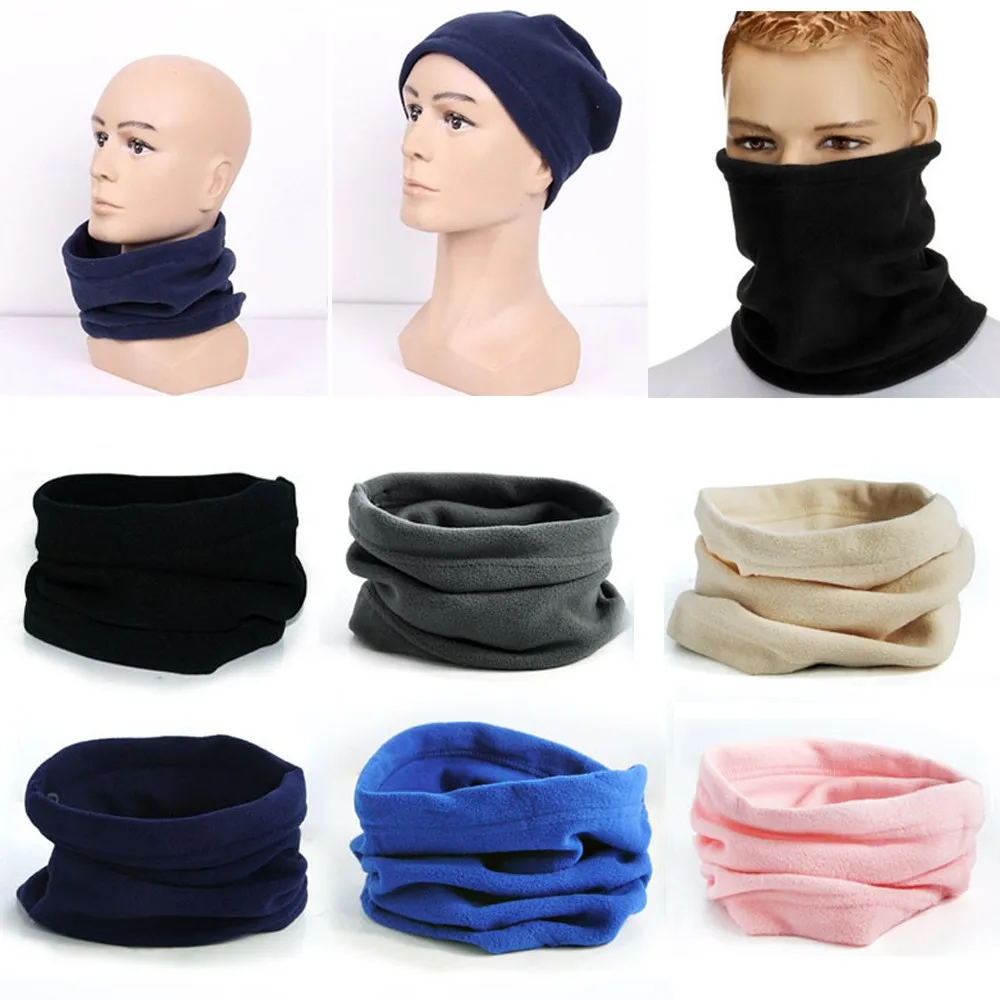 

3 in 1 Multifunctional Fleece Thermal Winter Neck Warmer Scarf Face Mask Men Women Polyester Snood Scarf Beanie Balaclava
