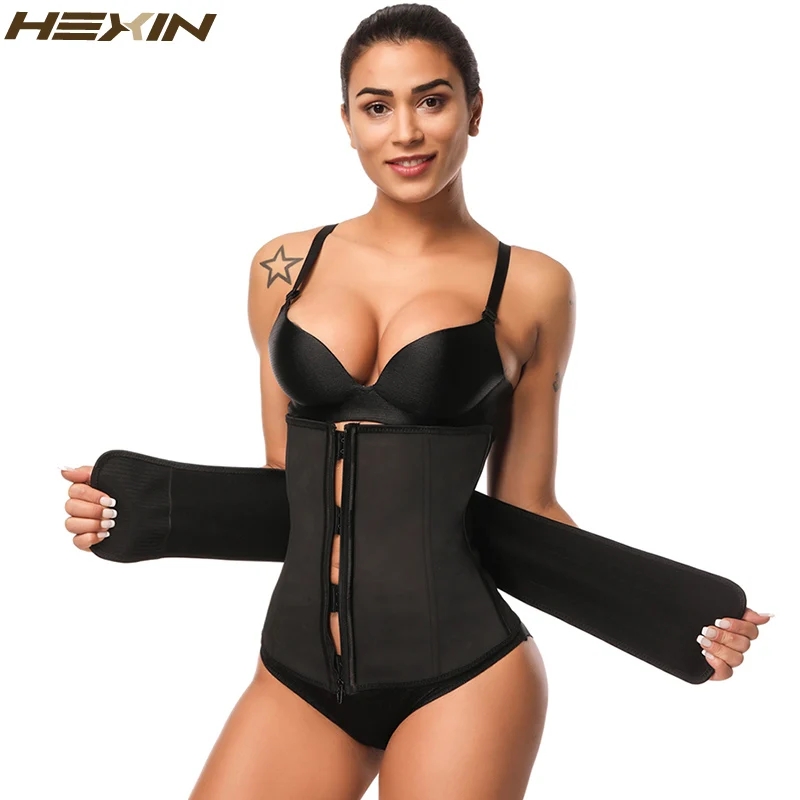 

HEXIN Clip and Zip 100% Latex Waist Cincher Corset Underbust Body Shaper Fajas Waist Trainer Abdominal Belt Plus Size