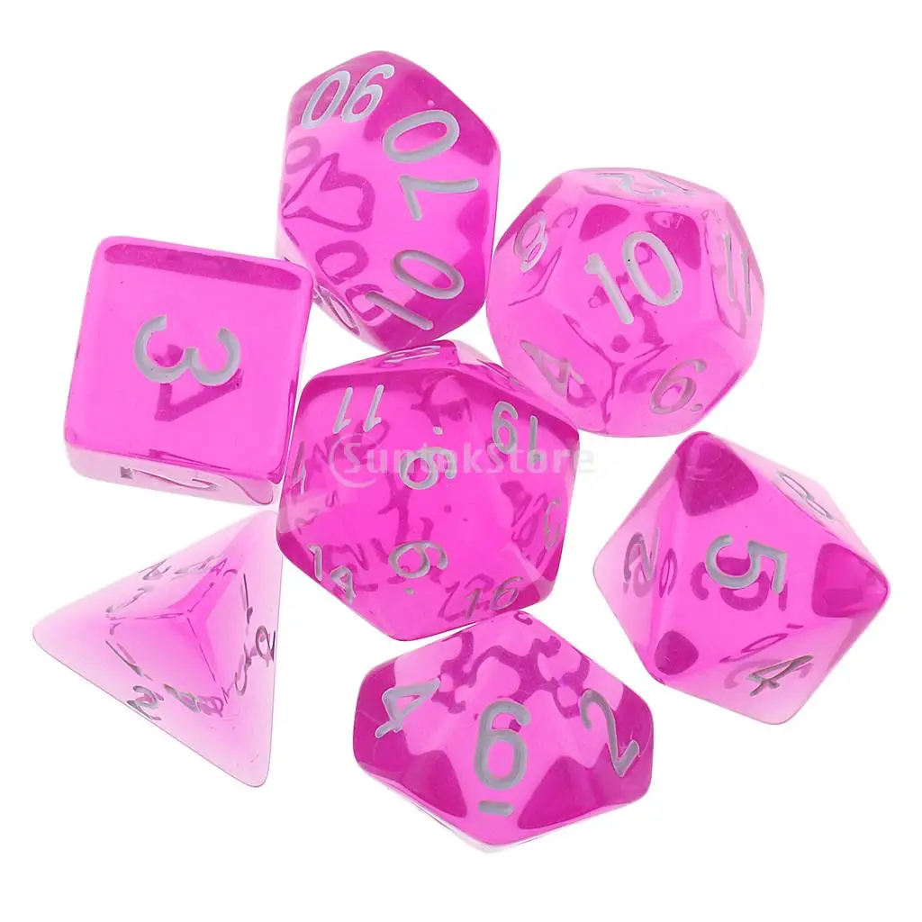 7PCS Polyhedral Dice D20 D12 D10 D8 D6 D4 16mm for Dungeons and Dragons Dice DND MTG RPG