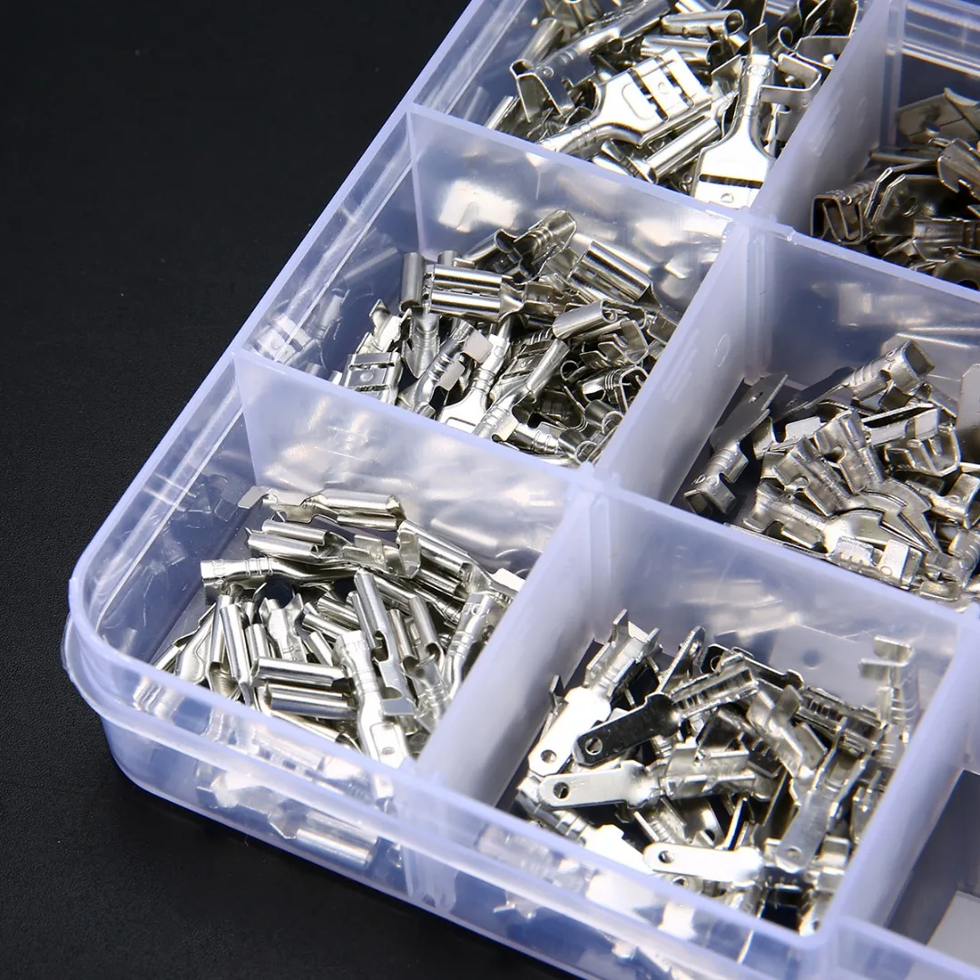 270pcs Assorted Insulated Electrical Wire Terminal Crimp Connector Female&Male Spade Terminal Connectors  Set 2.8mm/4.8mm/6.3mm