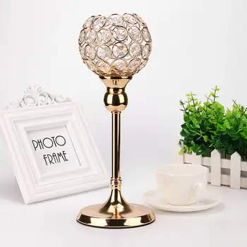 

Gold Crystal Tealight Candle Holders Candlesticks Stand for Wedding Table Centerpieces Holiday HomeDecoration 12*30/35/39cm
