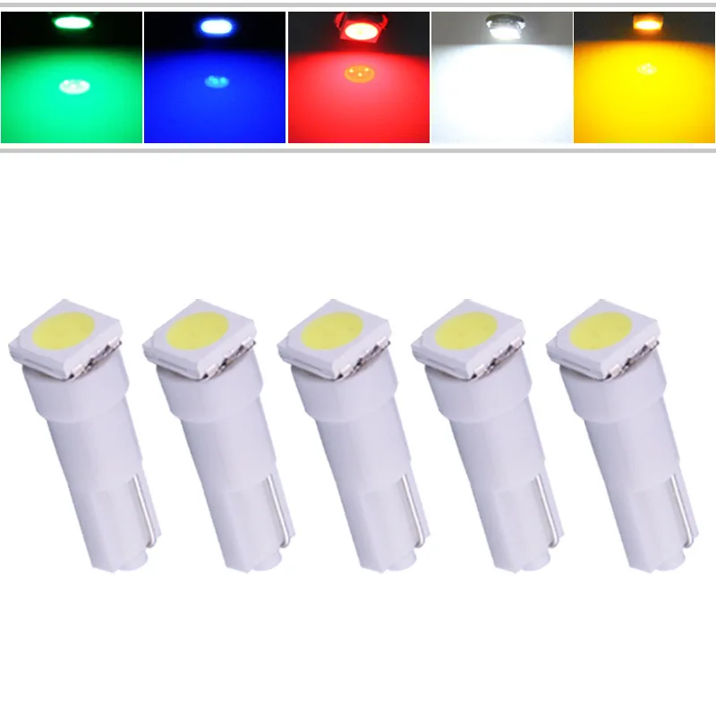 

Car Interior Light LED T5 1 SMD 5050 Dashboard Wedge leds t5 Car Light Bulbs Lamp Red Blue Green Blue White auto 12V