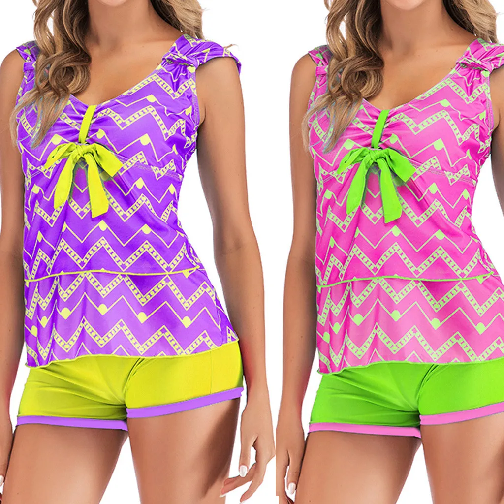 

Plus Size Swimwear Women Striped Print Tankini Swimjupmsuit Swimsuit Beachwear Padded Swimwear Female Biquini Stroj Kapielowy