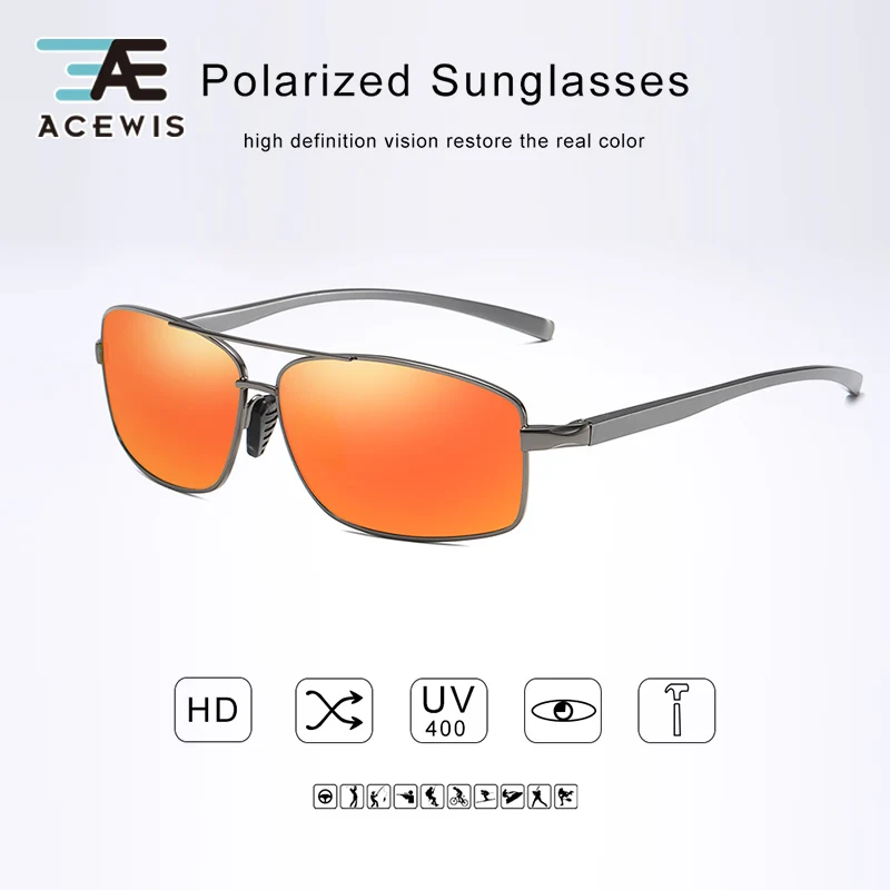 ACEWIS square sunglasses men polarized vintage luxury Aluminum-magnesium alloy shades driving sun glasses oculos polarizado