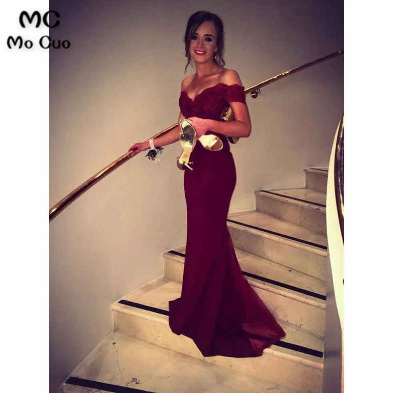 Mermaid Off-the-Shoulder Sleeveless Lace Beading Sweep Brush Train Dresses