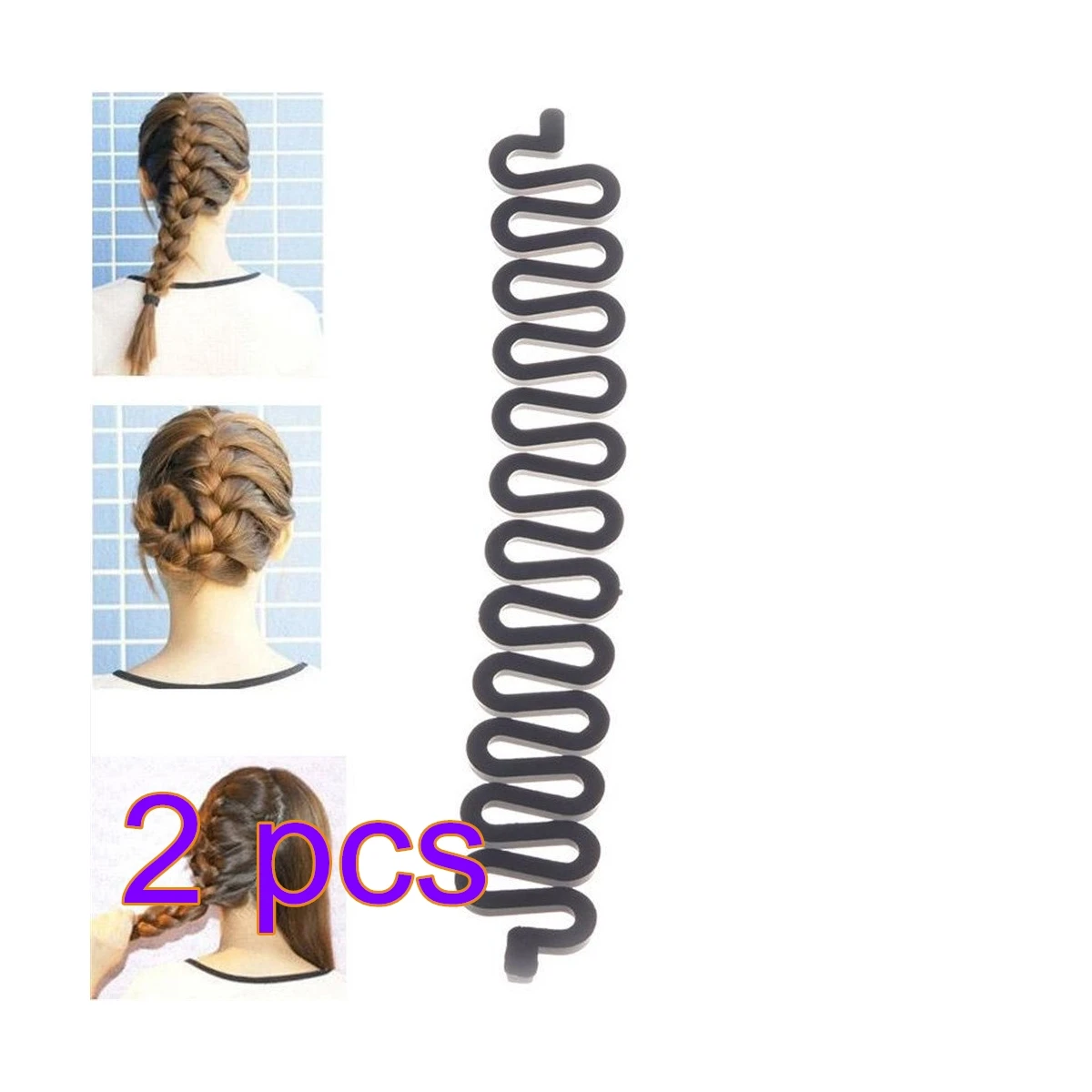 

Magic Hair Clip Braider Braid Twist Plait Stylist Queue Hair Braiding Tool Holder Roller Diy Bun Maker 2 Pcs As Shown