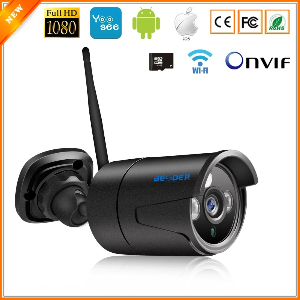 

BESDER IR Night Vision IP Camera Wi-Fi 1080P 960P 720P Yoosee Outdoor Bullet Security Cameras Wireless With SD Card Slot ONVIF