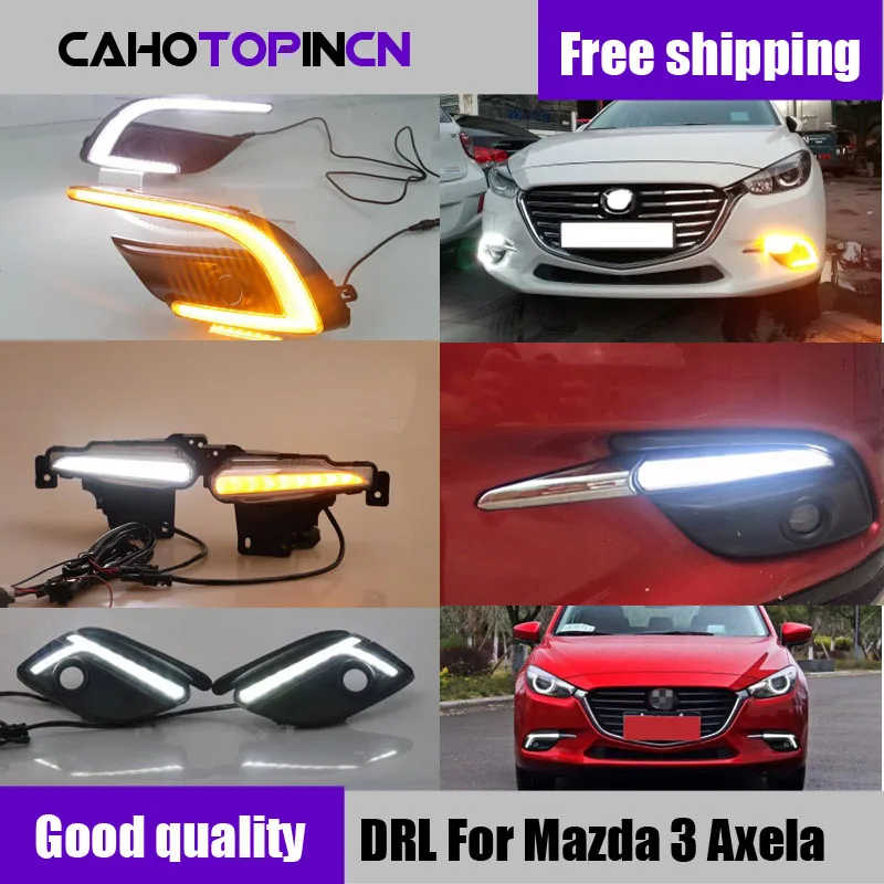 

Daytime Running Light For Mazda 3 Mazda3 Axela 2017 2018 LED DRL Fog lamp Daylight with yellow Signal style relay