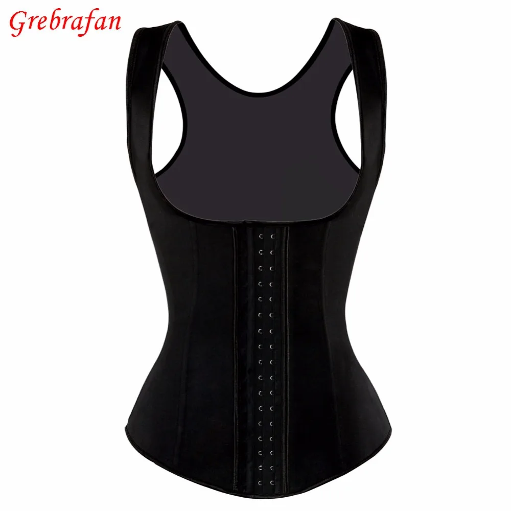 

Latex Waist Trainer Bodyshaper Steel Boned Vest Fixed Strap Corset Top