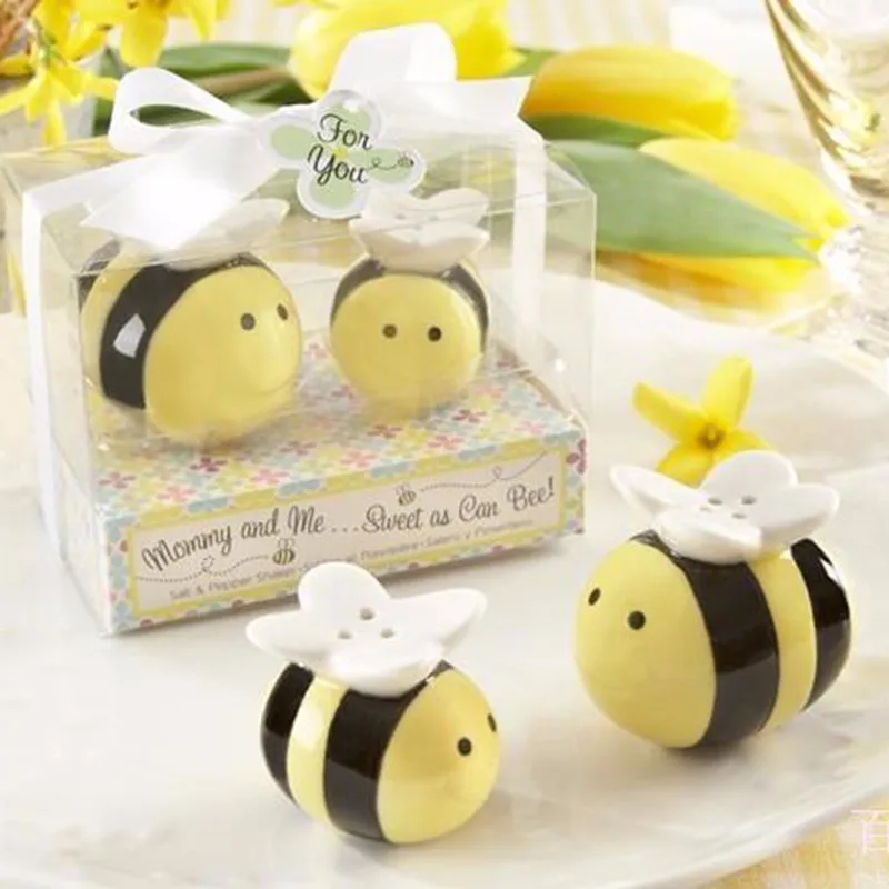 100 stks = 50 коробок Baby verjaardagsfeestje подарок Mama en Me. Сладкие пчелы Kan Keramische Honeybee Zout en Peper Shakers