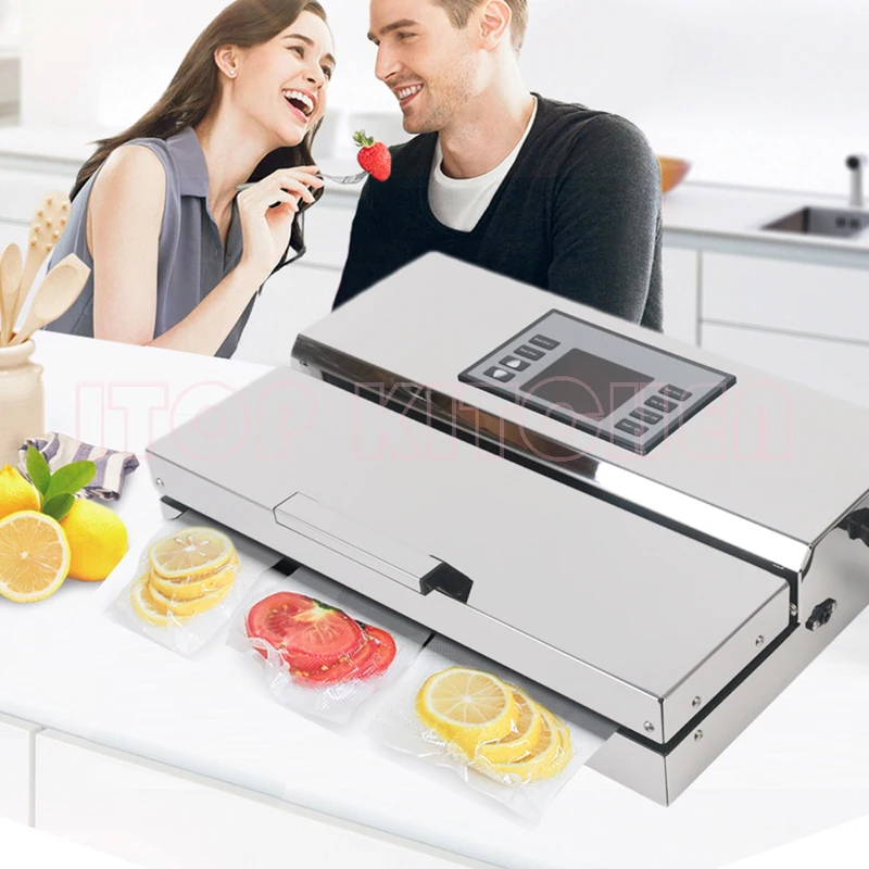 ITOP 2 PCS /Set  Food Vacuum Sealer With Vacuum Bags  Food Packaging Machine Semi-Commercial Stainless Steel Vacuum Packer 220V