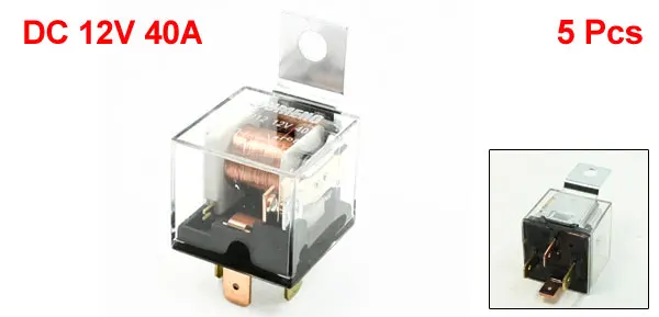 5 Pcs JD1912 Model SPDT 1NO+1NC 4 Pin Car Auto Relay DC 12V 40A