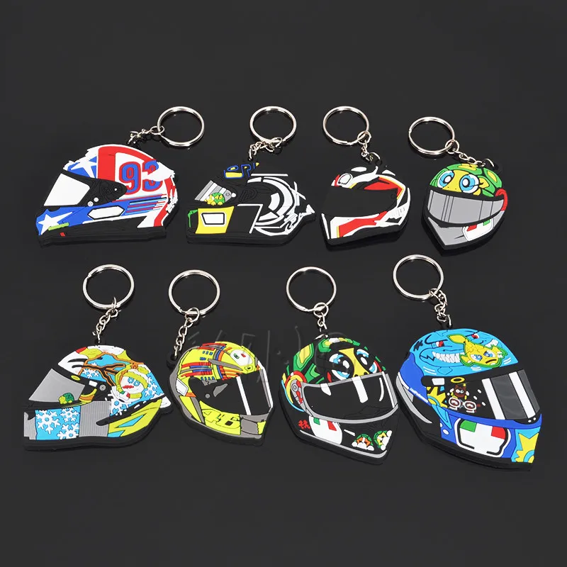 Motorcycle Helmet Model Keychain Keyring Key Chain Rubber Key Ring For VR 46 93 Moto Gp Racing