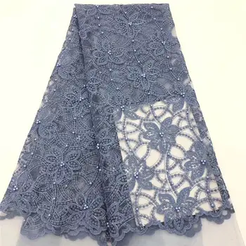 

Latest Beaded Lace Fabric 2019 Fashion African Lace Fabric 5yards/lot French Lace Fabric High Quality Nigerian Tulle Fabric