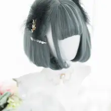 Косплей салон H762457 30 см Лолита смешанный серый синий Омбре Боб челка синтетический термостойкий милый косплей парик+ шапка