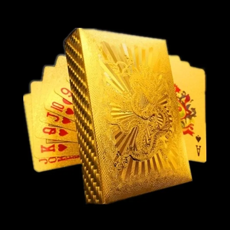 

One Deck Gold Foil Poker Cards Dragon Design Style Plastic Poker Playing Cards Waterproof Board game Hot Sale