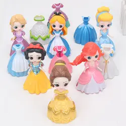 10 см фигурка принцессы набор игрушек Золушка, Русалка Алиса Белоснежка Алиса Белль принцесса MagiClip ПВХ Рисунок Модель игрушки