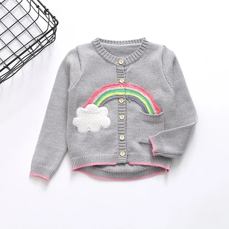 

Cotton Kids Cardigan Girls Rainbow Children's Knit Cardigan Sweaters Spring Outerwear Jacket Sweater Baby Clothes Clothing