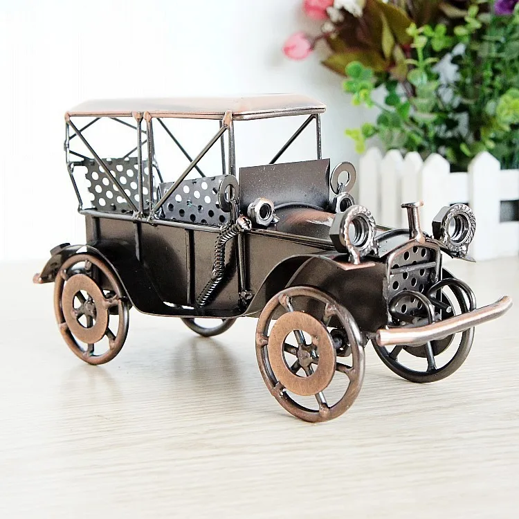 Ручной работы классический сплав Ретро Бронзовая модель автомобиля украшения металлические изделия Миниатюрные Мебель игрушки для детей рождественские подарки