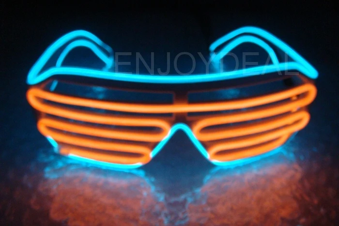 El Wire LED Brille Shutter Shaped Glasses Partybrille Leuchtbrille Party Wg