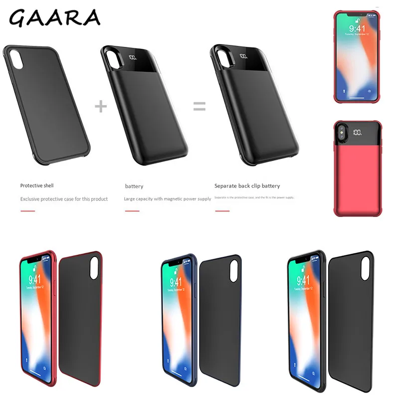 

Wireless Magnetic Battery Case for iPhone XR 5000mAh 5500mAh External Backpack Cover with Digital Display for iPhone X XS Max