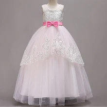 Летние кружевные платья для девушек длинное шифоновое платье для девочки-подростка вечерние платье для дня рождения; элегантная детская Костюмы Детские платья для девочек свадебное платье для принцессы