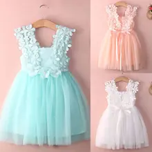 Пышное платье принцессы с фатиновой юбкой на свадьбу для маленьких девочек однотонное летнее платье на день рождения из хлопка для девочек