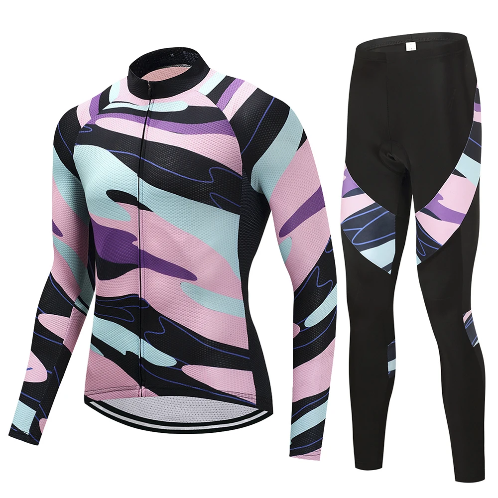 

Men's Cycling Jersey Set Mountain Bike Long Sleeve Bike Clothing Wear Maillot Ropa Ciclismo Sportswear with GEL PAD