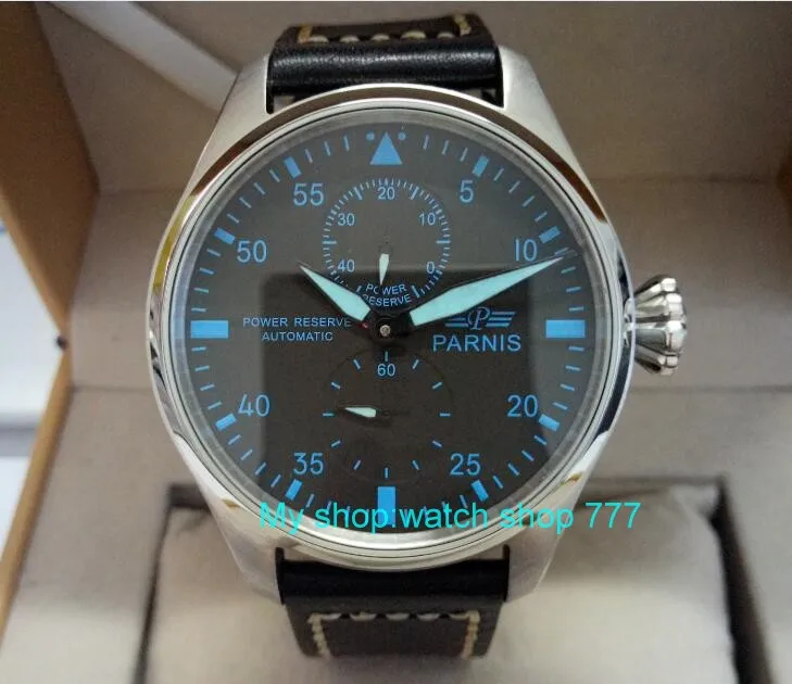 

Parnis 47mm Big dial Automatic Self-Wind mechanical movement Men's watch Mechanical watches Leather Strap 2017 new fashion 437A