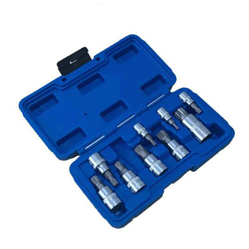 

G1 New 10Pcs 12 Point Triple Square Spline Bit Socket Set For Tamper-Proof Lug Nuts, Cylinder Head Bolt 4-18