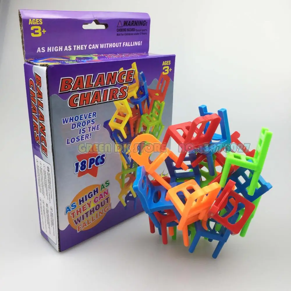 

Free shipping DIY Balance chairs Funny Family game 18pcs chairs/one parcel 1or 4 players Board game Educational toys