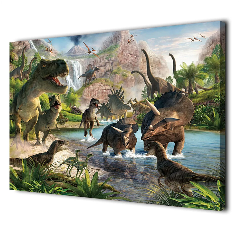 Мир Юрского периода фильм плакат Акула плакат с динозавром печать водонепроницаемый холст HD Печатный 1 шт. холст ArtFor гостиная современный