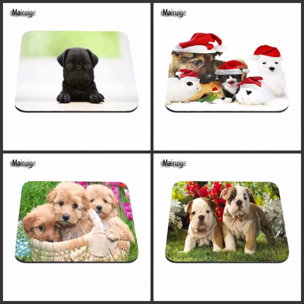 Mairuige Art Print Rubber Mouse Pad two dogs playing Lovely 180X220X2MM 250X290X2MM Mat Customized Anime | Компьютеры и офис