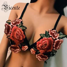 VC, новинка, хит, сексуальный топ, модный, китайский стиль, Цветочная аппликация, сетка, опт, женские кофточки, женское белье