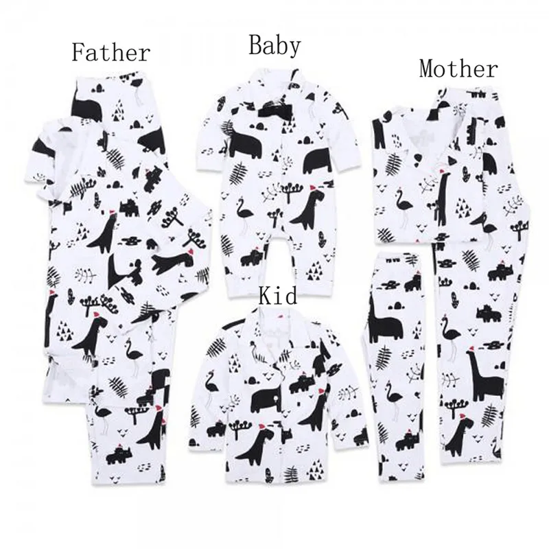 

Christmas Family Matching Pajamas Set 2019 Newest Cute Dinosaur Animal Printed Adult Women Kids Baby Long Sleeve Xmas Sle