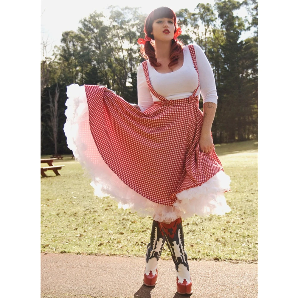 gingham overall skirt