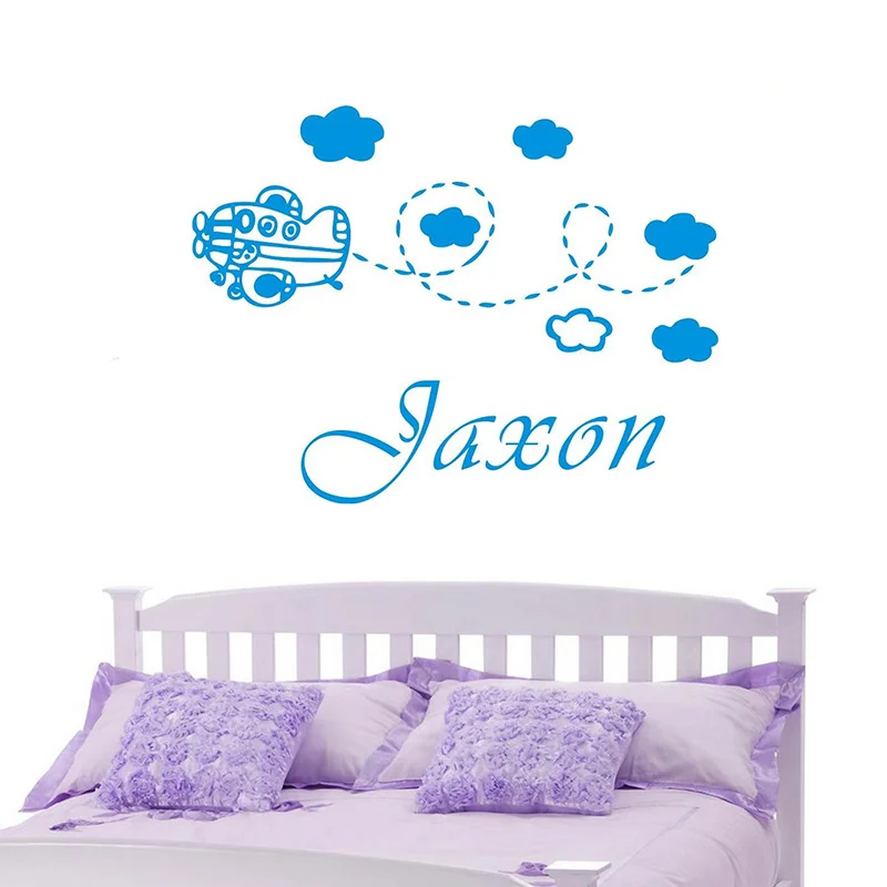 Personalized Name Customer Aeroplane Baby Kids Cot dress room wall