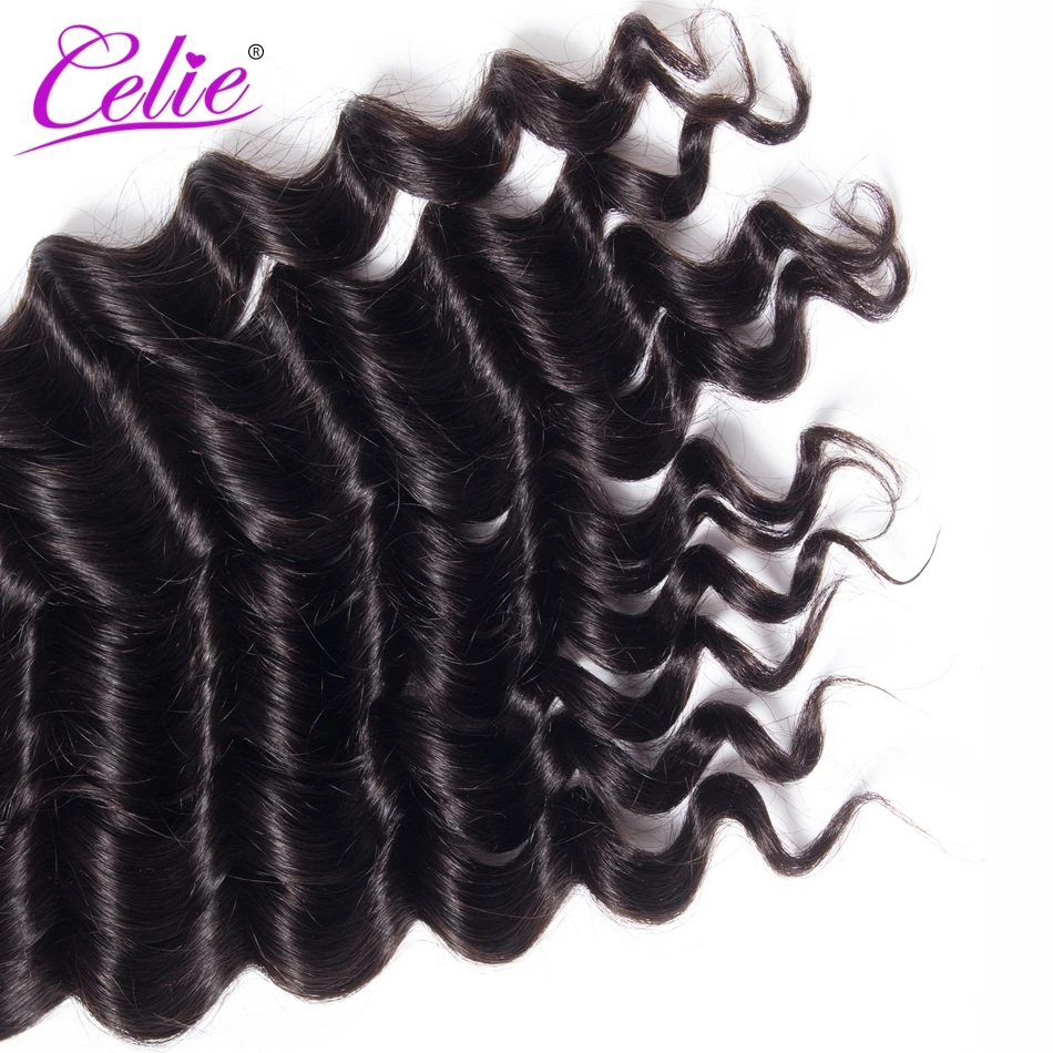 Celie Hair Loose Deep Brazilian Hair Weave 4 Bundles More Wave Natural Black Color Extension 100 Remy Human Bundles