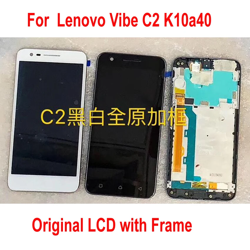 

100% Original New Best Working LCD Display Touch Panel Screen Digitizer Assembly Sensor With Frame For Lenovo Vibe C2 K10a40