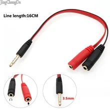 JCD 10pcs lot 2 In 1 4 Pole 3 5mm Audio Male To 2 Female Jack Headphone Mic Splitter Adapter Cable For PC Laptop 16CM