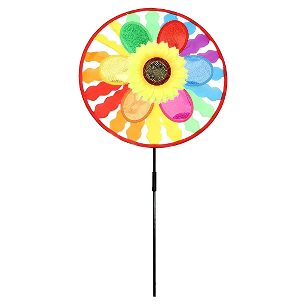 Sunflower Rainbow Windmill Windsocks Whirligig Wheel for Garden Park Home Yard Decoration Kids Outdoor Outing Toy