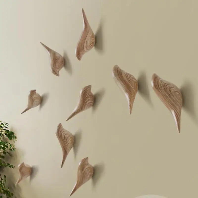 Creative wall hooks bird decoration Resin wood grain hooks bedroom door after animals Hooks 3D coat hook single wall hanger 3