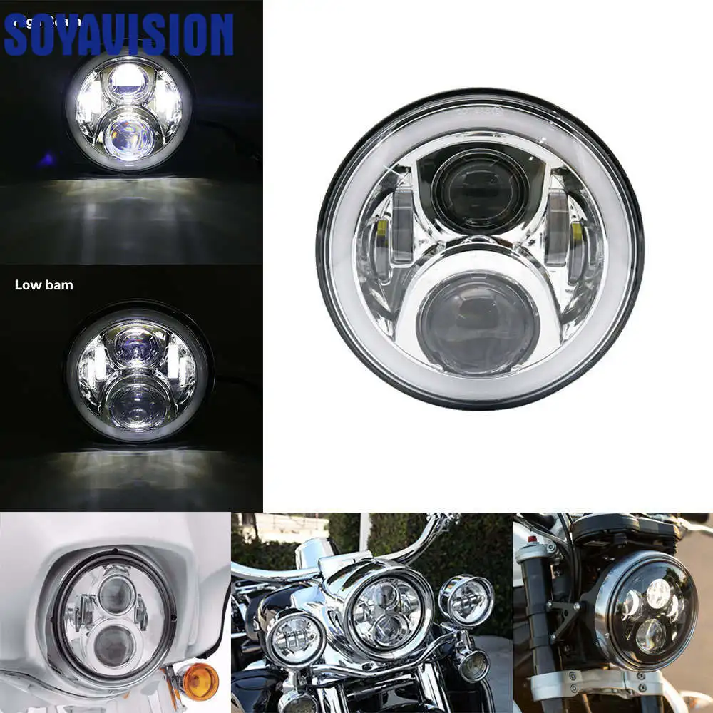 Заездов аксессуары 7 дюйма 50 W Harley светодиодные Halo фар с " переходное кольцо Монтажный кронштейн для Harley Davidson туристические велосипеды