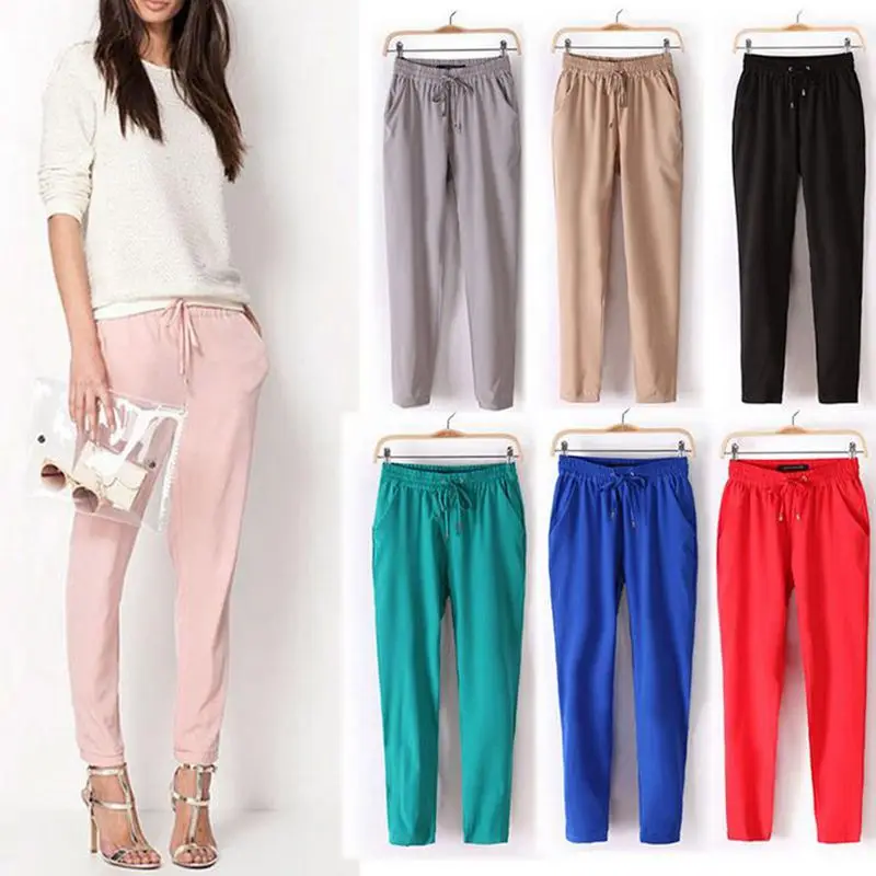

LASPERAL 2018 Women Casual Loose Harem Pants Solid Elastic Waist Long Pants Autumn Stretch Female Trousers Pantalone 7 Colors