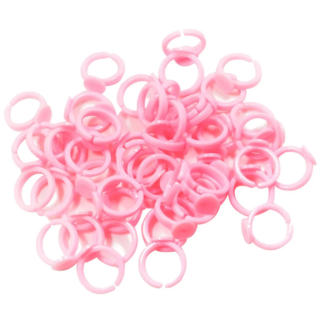 fityle 50 Pieces Pink Plastic Adjustable Kids Ring Base Findings GLUE ON Base Ring Toys Handmade DIY Accessories 14mm 