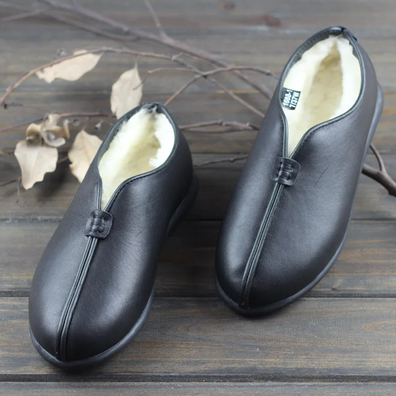 

Woman Shoes Flat Genuine Leather Winter Fur Shoes 2018 Ladies warm snow fur shoes Female Foot wear (w1688-1)